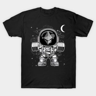 Astronaut Lifting Ethereum ETH Coin To The Moon Crypto Token Cryptocurrency Blockchain Wallet Birthday Gift For Men Women Kids T-Shirt